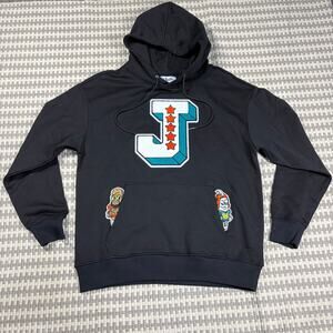 Jeeter Undefeated Varsity J Logo Chenille Patch Pullover Hoodie Black‎ Sz M